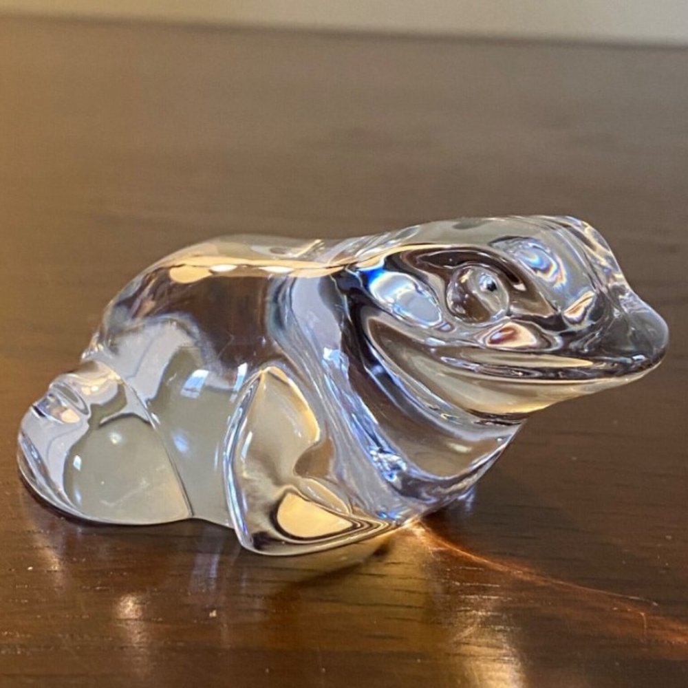 Villeroy & Boch Crystal Frog Figurine Paperweight - Signed